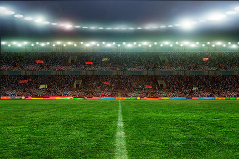 Campo de Fútbol Césped Verde Luces Deporte Telón de Fondo de Foto G-264