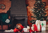 Chimenea Árbol de Navidad Telón de Fondo para Fotografía M1