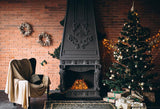 Chimenea Árbol de Navidad Telón de Fondo para Fotografía M1