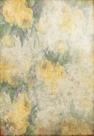 Vintage Shabby Grunge  Yellow Flowers Photography Backdrop GA-55