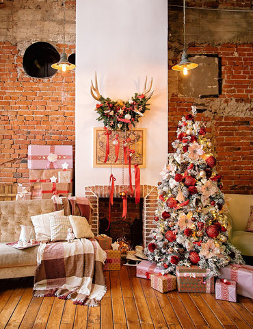Antler Sofa Christmas Tree Room Decoration Backdrop DBD-19211