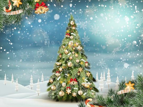Merry Christmas Banner Christmas Tree Backdrops  DBD-19386