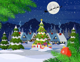 Night Town Xmas Tree Snow Photo Backdrop DBD-19438