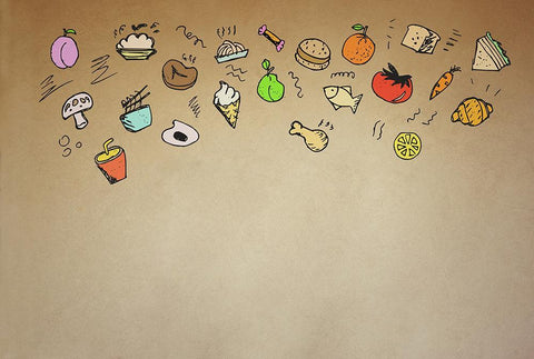 Cartoon Food Brown Background Children Photography Backdrops IBD-19285