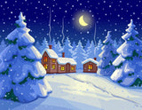 Cartoon Night Xmas Tree Snow Backdrop for Photography  DBD-19406