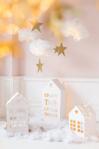 Children's Paper Building Warm Background Photography Backdrops IBD-19283