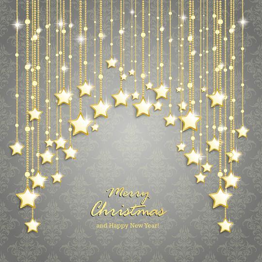Happy New Year And Merry Christmas Stars Pendant Photo Backdrop DBD-19397