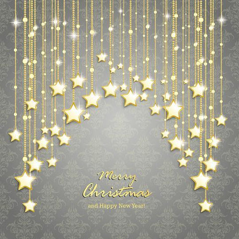 Happy New Year And Merry Christmas Stars Pendant Photo Backdrop DBD-19397
