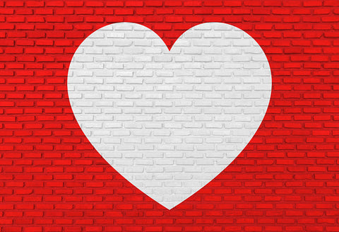 Red Brick Wall Love Heart Valentine Backdrop 