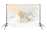 Newborn Baby Shower Wooden Horse Backdrop for Photography D275