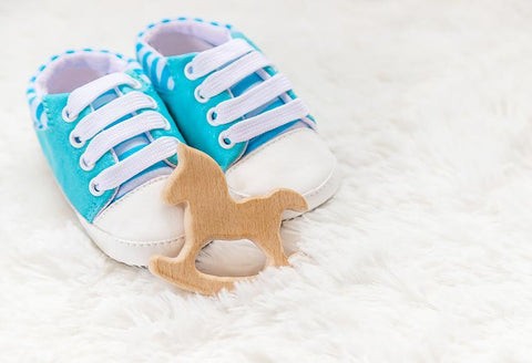 Boy Baby Shower Blue Shoes Photo Backdrop D279