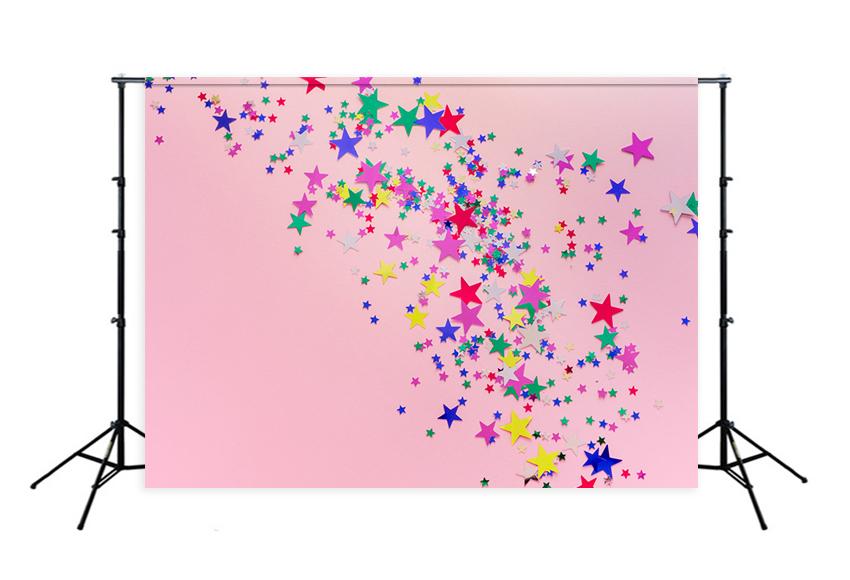 Estrellas Brillantes Baby Shower Telón de Fondo Rosado para Fotos de Recién Nacido D292