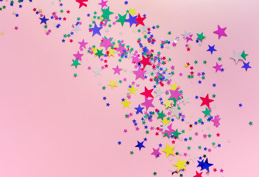 Estrellas Brillantes Baby Shower Telón de Fondo Rosado para Fotos de Recién Nacido D292