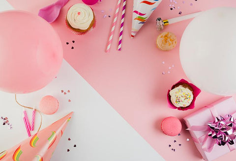 Telón de Fondo de Cumpleaños Fondo Rosado de Pastel Regalos para Fotografíad293