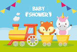 Unicorn Fox Train Baby Shower Photo Backdrop D321