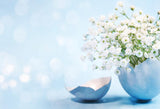 Blue Easter Egg White Little Flowers  Backdrop for Photo Shoot D557