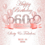 Custom Pink 60th Happy Birthday Banner Photography Backdrop D602