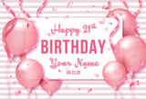 Pink Balloons Happy 21th Birthday Girl Photo Backdrop D603