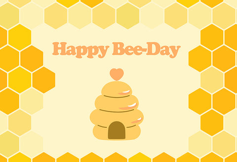 Happy Bee Day Birthday Party Banner Backdrop