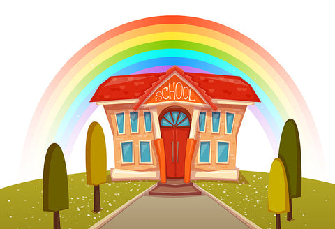 Back School Fall Rainbow Kid Photo Backdrop