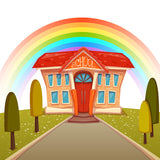 Back School Fall Rainbow Kid Photo Backdrop