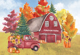 Fall Halloween Farm Red Barn Backdrop