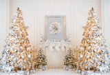 Decorated House Christmas Tree Gifts Backdrop