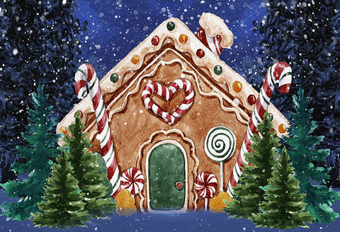 Hot Cocoa Gingerbread House Backdrop