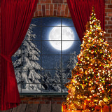 ¨¢rbol de Navidad Ventana Luna Fondo D947