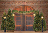 Vintage Door Christmas Tree Backdrop