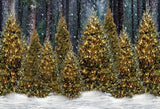 Snowy Forest Fir Tree Photography Backdrop