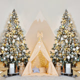 Fondo de fotografía de tienda pequeña de árbol de Navidad D984