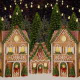 Telón de fondo del árbol de Navidad de la casa de pan de jengibre D998