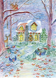 Christmas Decor Painted Snow House Christmas Backdrops DBD-19381