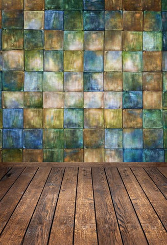 Abstract Diamonds Painting Texture Wood Floor Backdrop for Photographers F-126