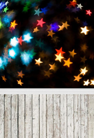 Bokeh Stars Wood Floor Photography Backdrops for Studio  F-131