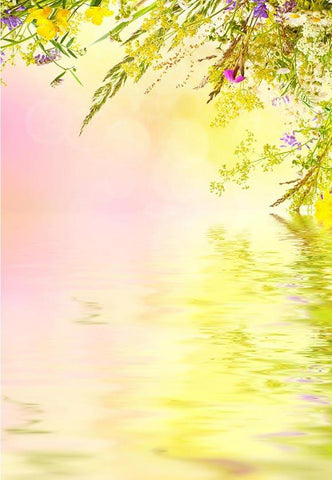 Spring Flowers Reflection in the Water Photography Backdrop  F-2345