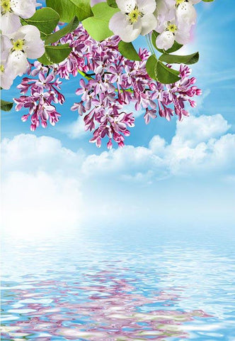 Spring Flowers Reflection In the Water Backdrop for Photography F-2353