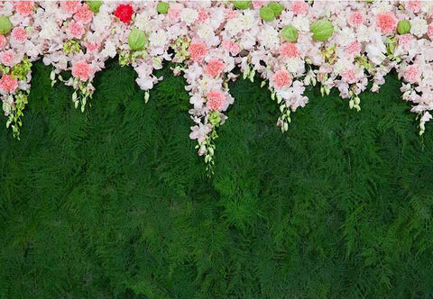 Flowers Green Leaves Curtain Backdrop for Photo Shoot F-2400