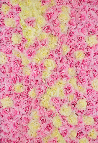 Pink and Yellow Flowers Wall Floral Backdrop for  Photo Booth F-2411