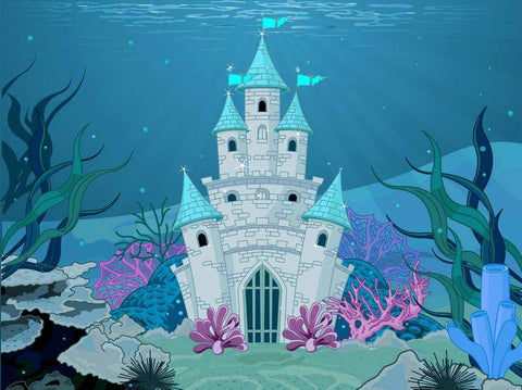 Underwater Castle Ocean Photo Booth Backdrop F-2994