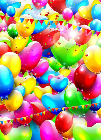 Colorful Balloons Valentine's Day Love Heart Backdrop F-3009