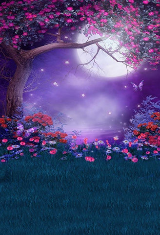 Patterned Background Flower Backdrop Moon Night Backdrop G-021