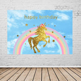 Birthday Backdrops Unicorn Backdrops Blue Sky Background G-131-1