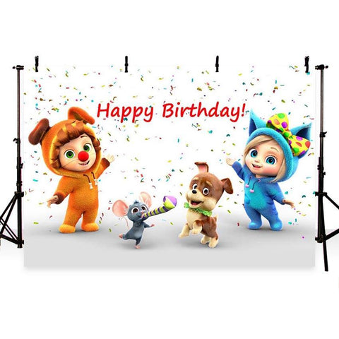 Birthday Party Backdrops Cartoon Background White Backdrops G-159