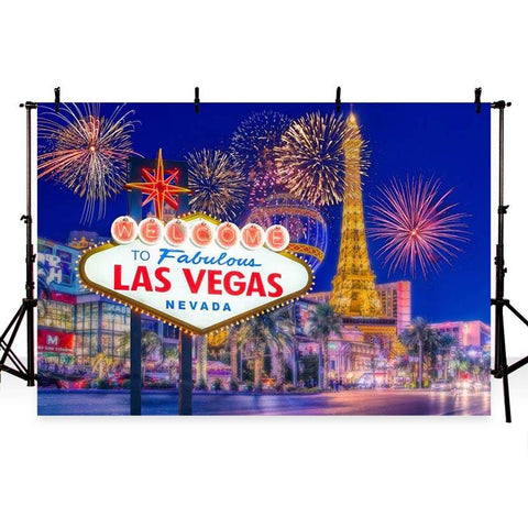 Night Las Vegas City Scenery Fireworks Photo Backdrops G-164