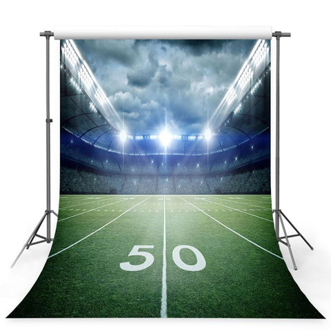 Football Field Stadium Green Lawn Lights Photography Backdrop G-382