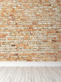 Retro Brick  Wall Wooden Floor Photo Booth Backdrop G-42