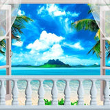 Window Beach Blue Ocean Scene Backdrops for Photography G-490