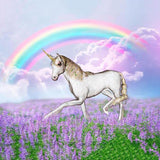 Unicorn Purple Flowers Rainbow Wonderland Backdrop for Photo Booth G-541